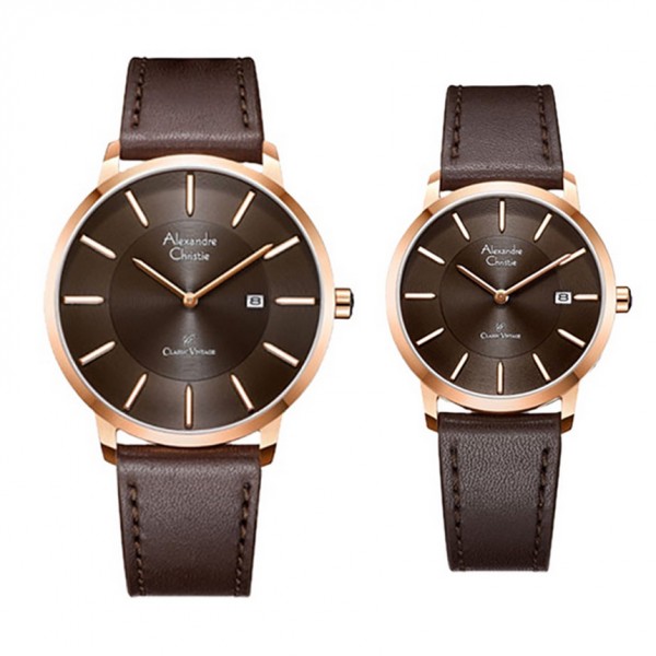 Alexandre Christie AC 8653 Rosegold Brown Couple